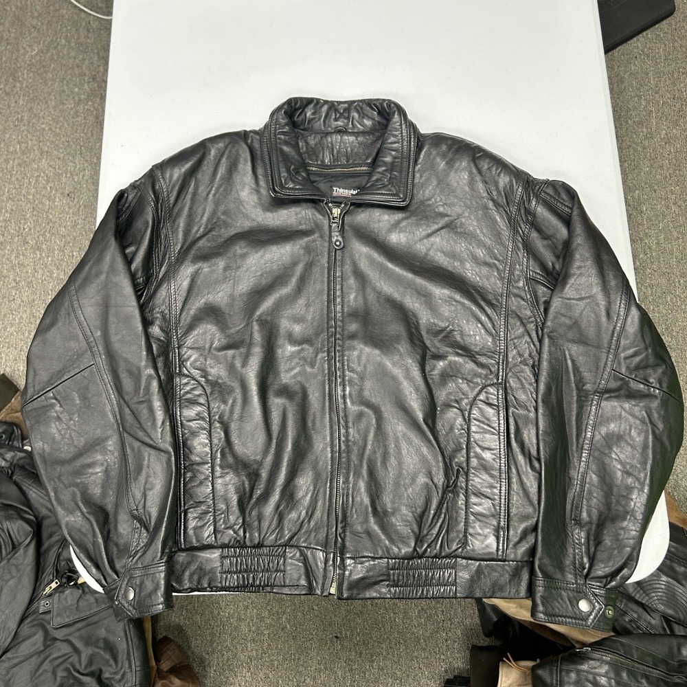 Wilsons Leather Bomber Jacket Mens M Black Thinsulate Insulated Zip Up F3